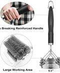 Bristle Free Grill Brush And Scraper 18 Inch Safe BBQ Cleaner with reinforced handle and large working area for grilling.