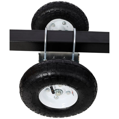 Smooth Rolling Dual Gate Wheel With 10 Inch Pneumatic Tires And 300 Lb Heavy Duty Build For Chain Link Fence Sliding Swing Gates showing tires and bracket.