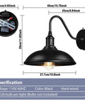 Black Dusk To Dawn Barn Light Fixtures With Gooseneck Outdoor Lighting dimensions and specifications.
