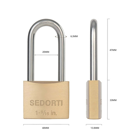 Outdoor Weatherproof Padlock With Long Stainless Steel Shackle And Solid Brass Body for Sheds Fences Storage Units and Gym Lockers
