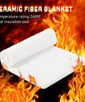 Front view: two white ceramic fiber insulation blankets, 24x12x1 in, high-density insulation for furnaces and kilns