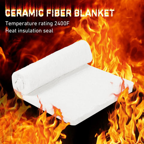 Front view: two white ceramic fiber insulation blankets, 24x12x1 in, high-density insulation for furnaces and kilns