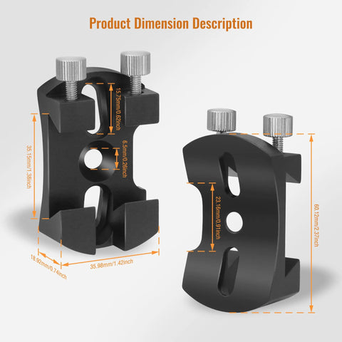 Universal Plug-and-Play Quick Release Finder Shoe Base for Telescope Finder Scope, Aluminum Alloy, with dimension details
