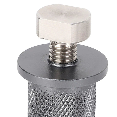 Close-up of Two Pack Nineteen Millimeter Aluminum Clamp Tenon for Woodworking Tables showing knurled grip and threaded bolt top