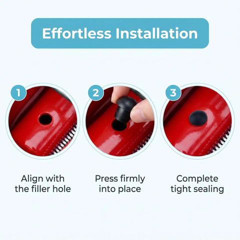 Installation steps for Six Pack Bottle Jack And Floor Jack Oil Filler Plug Set with 8mm rubber plugs for hydraulic jacks sealing