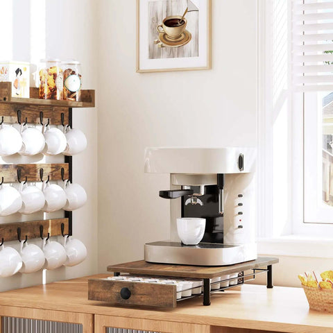 Compact Coffee Pod Drawer Holder With 35 Capsule Capacity For K Cup Storage And Sliding Mesh Basket Organizer on kitchen countertop