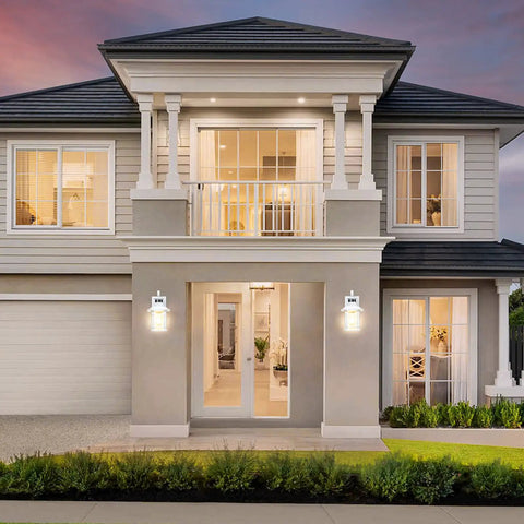 Two Pack Motion Sensor LED Outdoor Wall Lights Dusk To Dawn Exterior Lanterns Matte White Waterproof Front Porch Lights