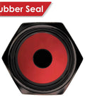 Top view of All American Flag Tire Valve Stem Caps With Rubber Seal O Ring Universal Wheel Covers showing red rubber seal detail.