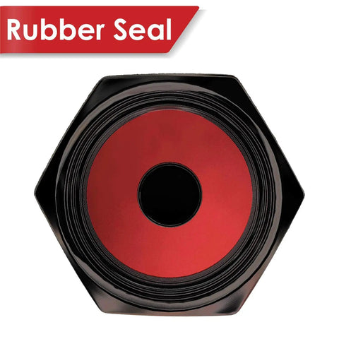 Top view of All American Flag Tire Valve Stem Caps With Rubber Seal O Ring Universal Wheel Covers showing red rubber seal detail.