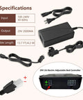 Beefy 29V Adjustable Bed Power Supply Replacement For Bed Bases 2A DC Output 13.7 Ft Cord LED Indicator adapter with cables