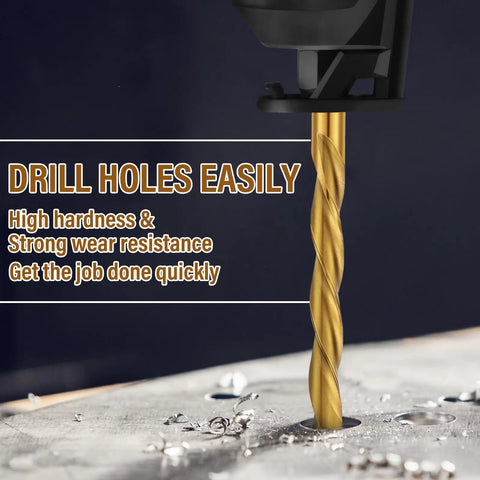 50 Piece Drywall Cutting Bits 1/8 Inch Shank Titanium Nitride Coated High Speed Steel Tips drilling holes in surface