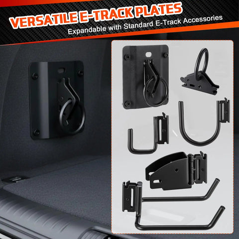 4 Piece Rig Ready Truck Bed Tie Down Anchors With E Port Bracket Plates And E Track O Rings view showing durable hook and mounting brackets.
