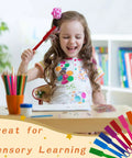 Child using Colorful Magnetic Bingo Wands Eight Piece Set Seven Point Eight Seven Inch Long Ideal For Bingo Chips Family Game Night.