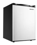Top Shelf Compact Mini Freezer With Single Door Design, 2.1 Cu Ft Upright Freezer in sleek silver finish with black sides.