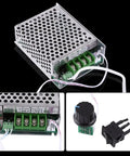 Adjustable DC Brushed Motor Speed Controller with PWM Regulator for DC 10V to 50V 30A in metal casing with knob and switch