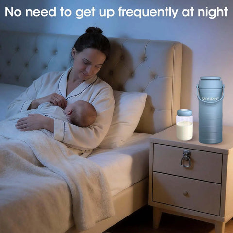 Keep Those Milk Bottles Ice Cold On The Go With This 20 Oz Breast Milk Cooler Cup beside sleeping mom and baby.