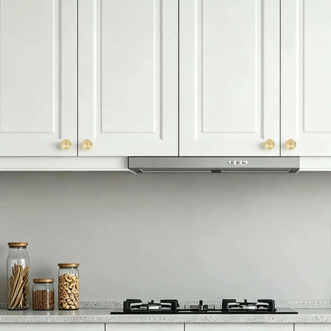 White kitchen cabinets with gold knobs, focus on Dope Matte Black Cabinet Knobs set for kitchen cabinets and dressers installation.