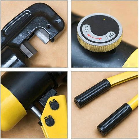 Close-up details of Heavy Duty 6 Ton Hydraulic Steel Bar Cutter For Cutting Rebar Up To 12 Mm showing cutting blade and handle.