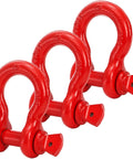 Heavy Duty Three Quarter Inch D Ring Shackles Three Pack For Tow Strap Winch And Vehicle Recovery With Red Powder Coat Built Tough