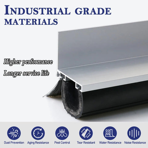 Heavy Duty Garage Door Seal Kit With Rubber Bottom Seal Rodent Proof Steel Wool Aluminum Track Retainer Base With Brush Seal Universal Weather Stripping 16.5ft