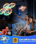 Mini Drone For Kids Beginners Easy To Fly RC Quadcopter With Colorful LED Lights in living room with family playing indoors