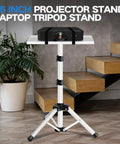 Adjustable Tripod Projector Stand For 22 To 55 Inch Displays With Phone Holder Heavy Duty DJ Equipment Stand White in room