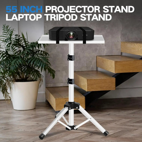 Adjustable Tripod Projector Stand For 22 To 55 Inch Displays With Phone Holder Heavy Duty DJ Equipment Stand White in room