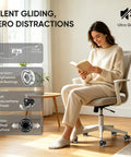 Heavy Duty Five Pack Super Slick Office Chair Caster Wheels With Silent Dual Bearings For Dang Smooth Swivel Glide On Hardwood Or Carpet, showing silent gliding wheels.