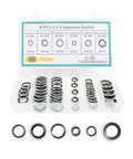 45 Piece Auto A C Gasket And Seal Kit With Self Centered Bonded Seals And Port Washers, organized in a plastic case.