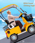 Badass Four Wheel Electric Mobility Scooter With Spacious Cargo Bin For Adults And Seniors climbing a slope with a user.