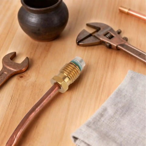 Two Pack Fire Pit Thermocouples Replacement 60x1 Cm 23.6x0.4 In with tools on wooden surface.