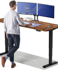 Built Tough Electric Standing Desk With Heavy Duty Dual Motors And Super Smooth Height Adjustments, Rock Solid Ergonomic Sit Stand Home Office Desk, walnut surface design.