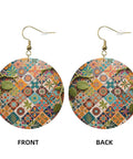 Fresh Grid Print Dangle Earrings for Women Lightweight Silver Plated Faux Leather Statement Drops With Hypoallergenic Rust Proof Hooks slaying casual daily looks showing front and back design.
