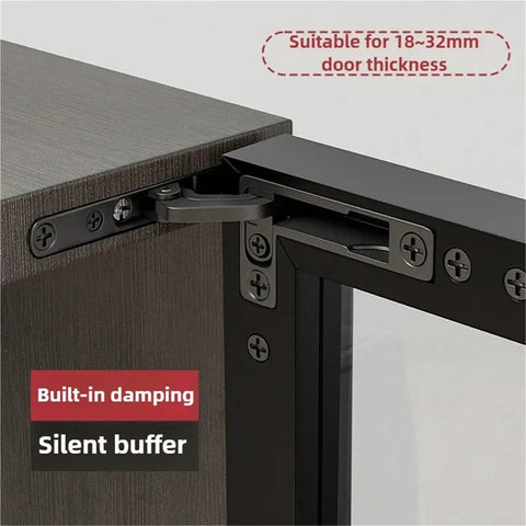 Heavy Duty Glass Door Hinges Featuring Smooth Hydraulic Cushion And Upper Lower Adjustable Hidden Rotary Shaft Setup For Zero Sweat Furniture Jobs That Seriously Hold Tight And Last, showing built-in damping and silent buffer.