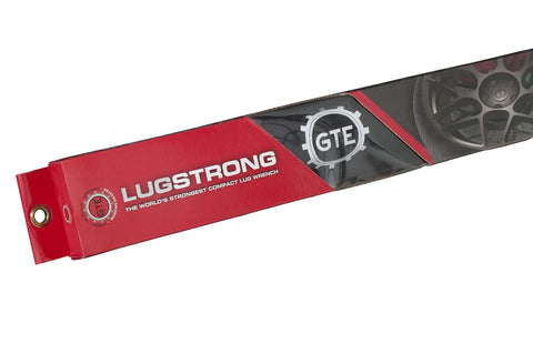LugStrong 26 Inch Universal Compact Lug Wrench Set packaging with red and black design, showcasing product branding and features.