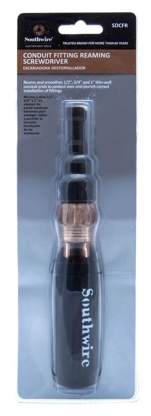 Dual Function Reaming Screwdriver For Inside And Outside Conduit With Cushioned Grip Removable Head Power Drill Compatible