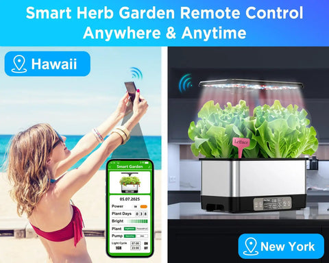 Smart WiFi Controlled Indoor Hydroponics Garden With Grow Light 8 Pod System Auto Timer Quiet Pump Stainless Steel App Control
