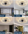 19.7 Inch Ceiling Fan With Lights Remote Control Dimmable LED Light 6 Speeds Reversible Blades Low Profile White Indoor Ceiling Fan Semi Flush Mount Kit in bedroom, kitchen, dining, and living room settings