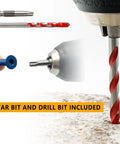 Torx Head Concrete Screws For Masonry Anchoring 3/16 x 1-1/4 Inch 50 Pack with star bit and drill bit on concrete