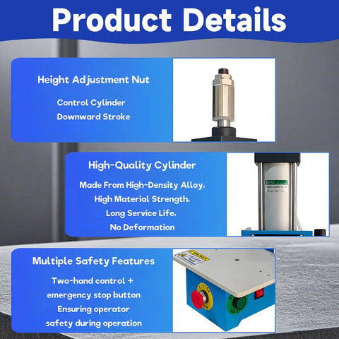 Straight Shooting Pneumatic Punch Press Machine With Easy Adjustable Stroke And Solid C Shape Frame, Desktop Air Powered Hole Puncher For Zero Guesswork Alignment And Smooth Daily Grind