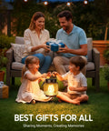 Family enjoying outdoor evening with Metal Outdoor Solar Lanterns 2 Pack Waterproof Hanging Lights For Yard Patio Path Garden Decor Up To 15 Hours
