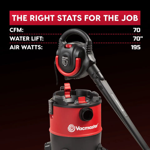 Beast All In One Wet Dry Vacuum With Detachable Blower 6 Gallon 5 Peak HP 70 CFM Suction 190 MPH Blower Easy One Hand Release