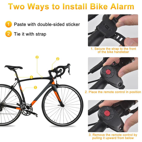 Ultra Loud Bike Alarm With Remote, Anti Theft Vibration Sensor, Waterproof IP65 Security System For Bicycles And E Bikes, Motorcycles, Golf Carts And Trailers, Deterrent 200 Foot Range, Arm Disarm From Afar And Locate Your Ride