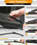 Straight Up Premium Windshield And Rear Wiper Blades For Ford Explorer 2011 To 2026, demonstrating easy installation process with user hands.