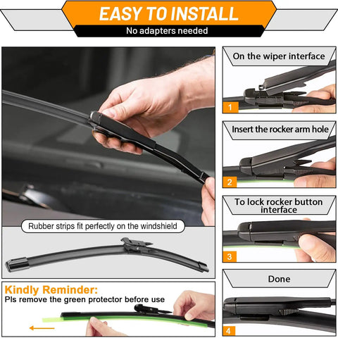 Straight Up Premium Windshield And Rear Wiper Blades For Ford Explorer 2011 To 2026, demonstrating easy installation process with user hands.