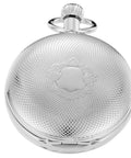 Silver Shield Mechanical Pocket Watch For Men With Double Cover Roman Numeral Dial Chain Included Vintage Dress Timepiece