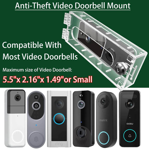 Anti Theft Video Doorbell Mount in Transparent Acrylic Lock Box for Small Doorbells Up to 5.5 Inches Long 2.16 Inches Wide 1.49 Inches High Compatible With Various Models.