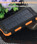 Rugged 38800mAh Solar Power Bank With Type C Output Waterproof Outdoor Backup Charger for camping and travel, wet surface