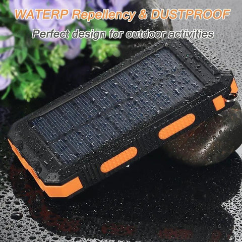 Rugged 38800mAh Solar Power Bank With Type C Output Waterproof Outdoor Backup Charger for camping and travel, wet surface