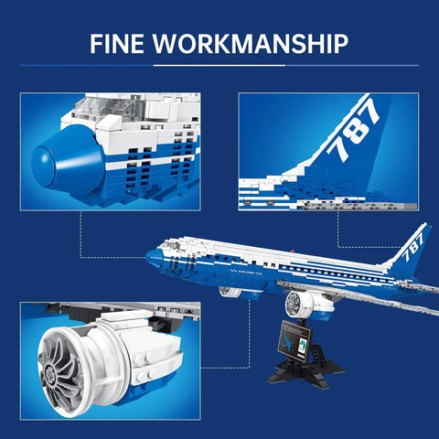 787 Dreamliner Building Block Set With 1353 Pieces Dope Big Passenger Plane Model Kit Featuring Realistic Engines And Wing Details